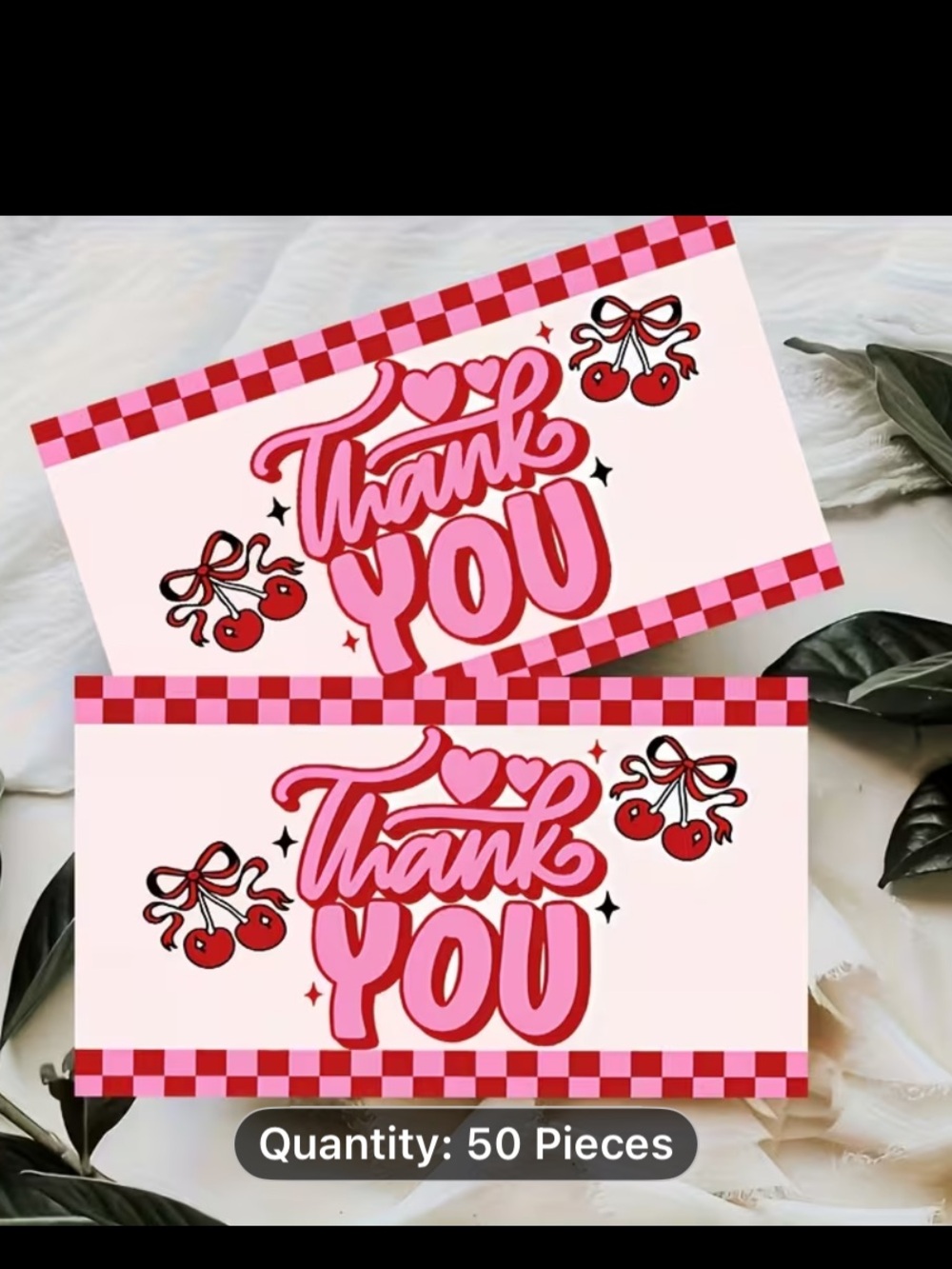 Pink Cherry Thank You Cards - Pack of 50